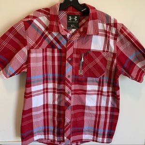 Under Armour plaid button front casual top XL